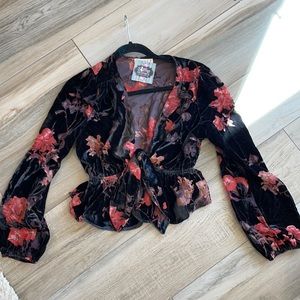 Burnout tie front blouse NWT